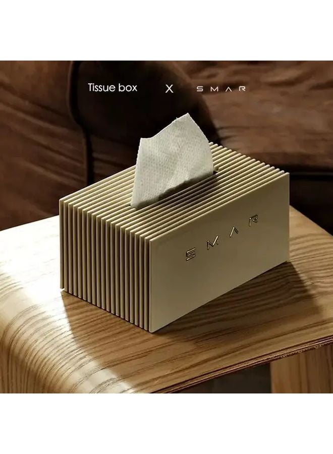 Cream White Large Capacity Tissue Box Holder With Lid Bathroom Desk Storage Organizer - Image 1